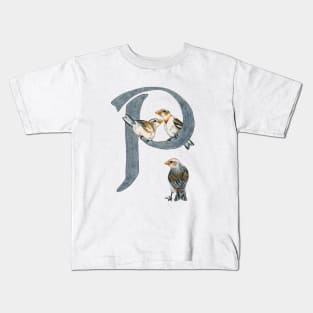 Avian Alphabet P - Snow bunting Kids T-Shirt